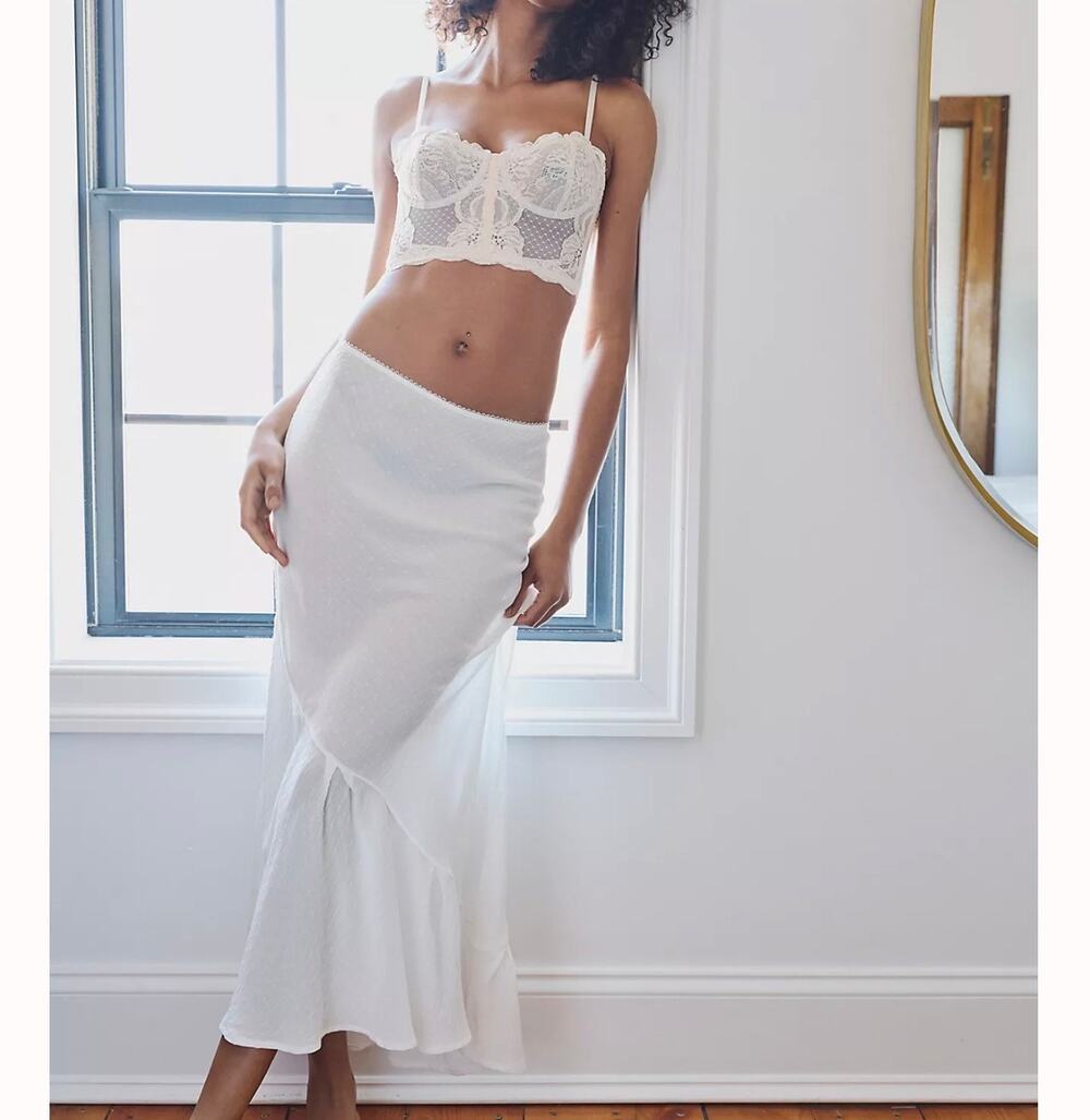 New free people Sweet On You Bias-Cut Maxi Slip Skirt Sz XS
